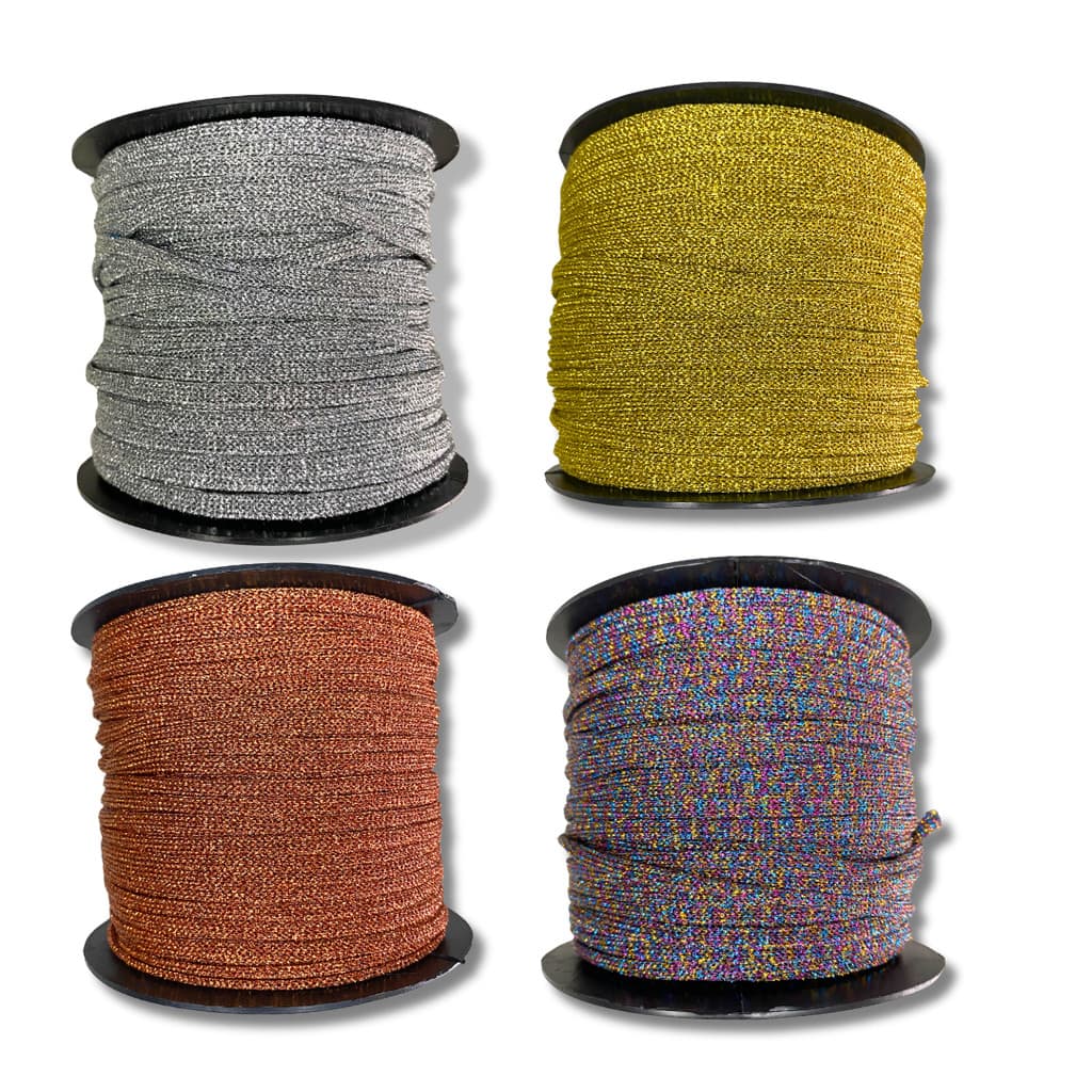 Cordão 100% lurex 3mm 100M Artesanato Macramê, enfeites de Natal, crochê, sousplat, acabamento brilho
