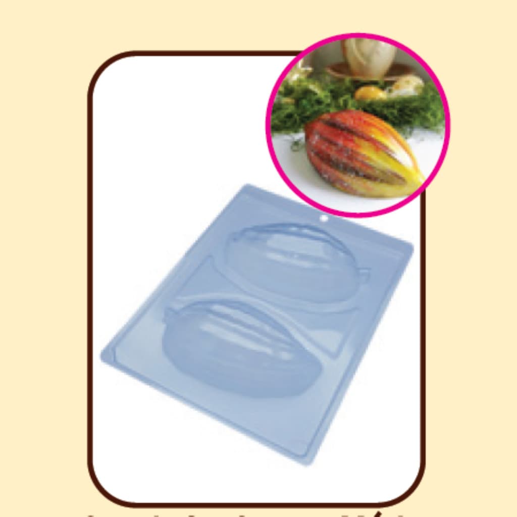 Forma com Silicone 3 partes para Chocolate Cacau Médio 180 gramas - Forma para chocolate - Forma ovo de Páscoa
