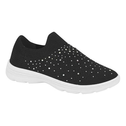 Tênis Moleca Meia Calce Fácil Elástico Knit Strass Brilho