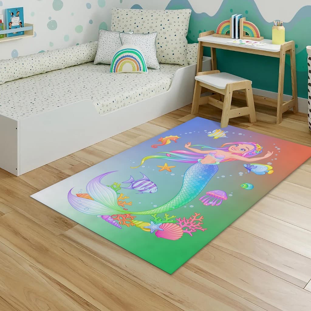 Tapete Infantil sereia Retangular 118x70 sereia