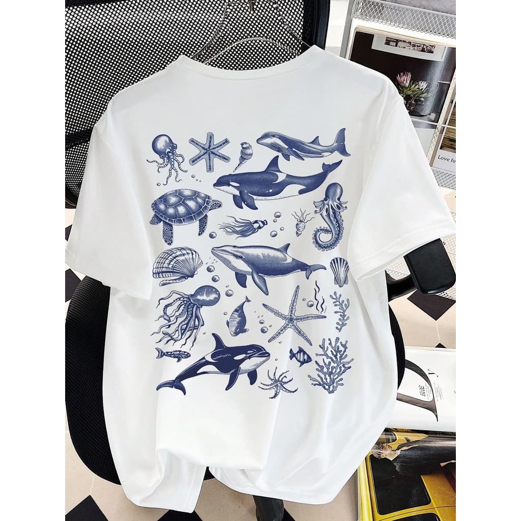 Camiseta de manga curta básica com decote redondo impresso para adolescentes T-Shirt Feminina Estampada