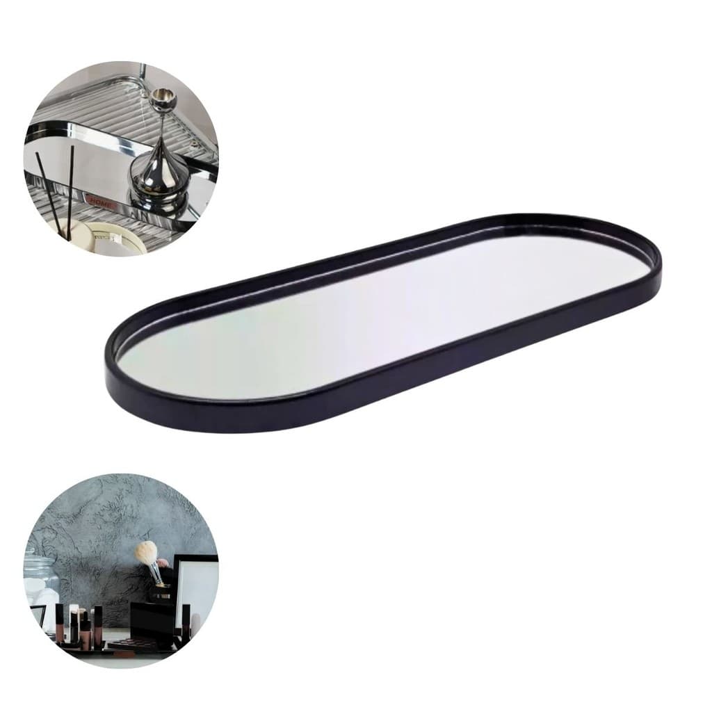 Bandeja decorativa de vidro Oval Espelhada 29 CM