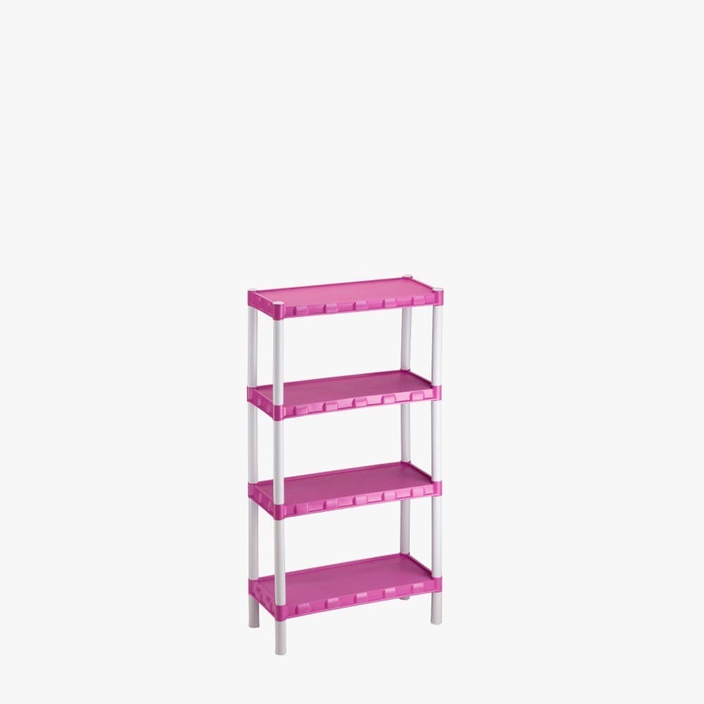 Estante Plastica Modular Rosa 4 Prateleiras