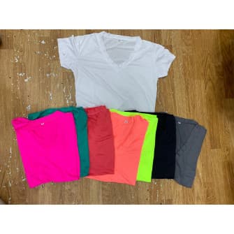 Kit 6 camisas Feminino Gola V Feminina Básica Lisa