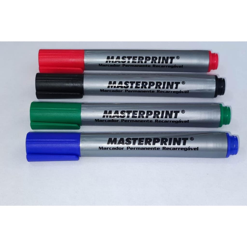Pincel Atômico Permanente Recarregável MP616 - Masterprint - Vermelho Preto Azul Verde