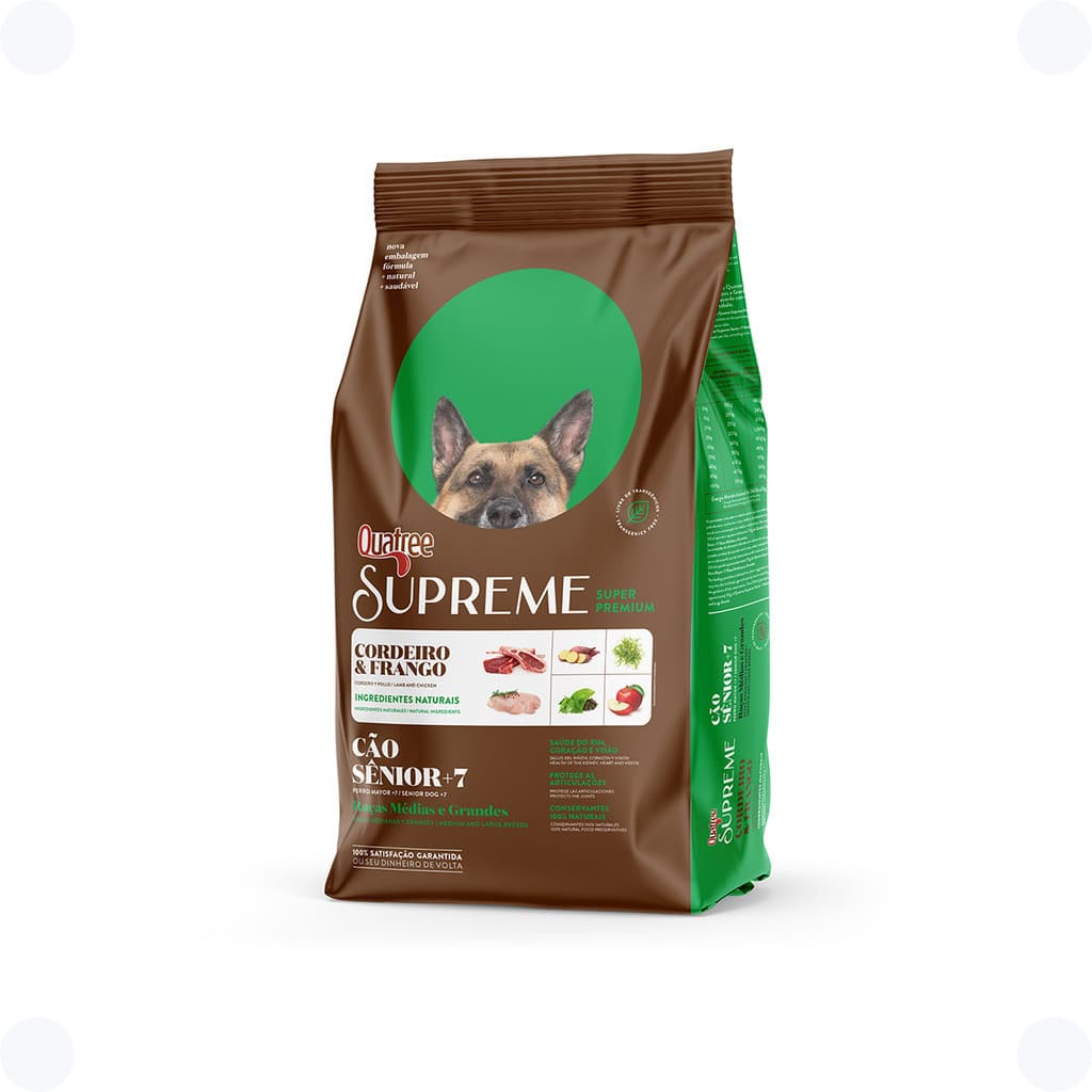 Ração Quatree Supreme Cães Senior +7 Raças Média Grande 15Kg
