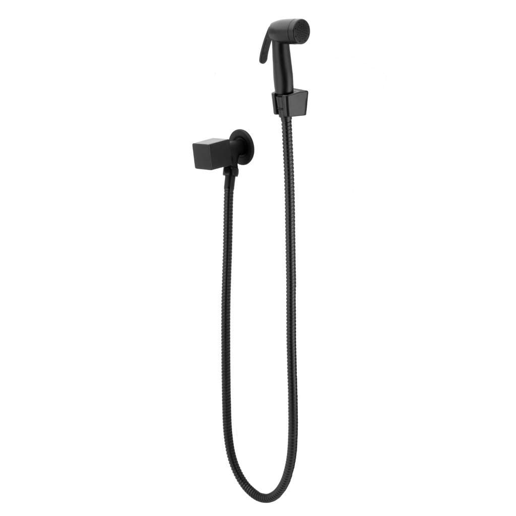 Ducha Higiênica Intima Luxo Quadrado Preto/Black 1/4 Volta