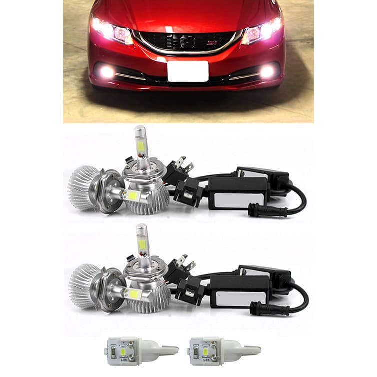 Kit Lâmpada Super LED Civic 2012 a 2015 Farol Baixo Farol Milha Lâmpada Pingo Total 6 Lâmpadas