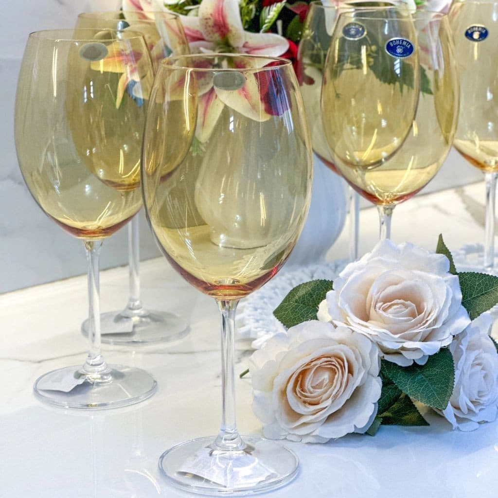 Jogo de  6 Taças de Vinho de Cristal Titanium Bohemia 580ML -Âmbar