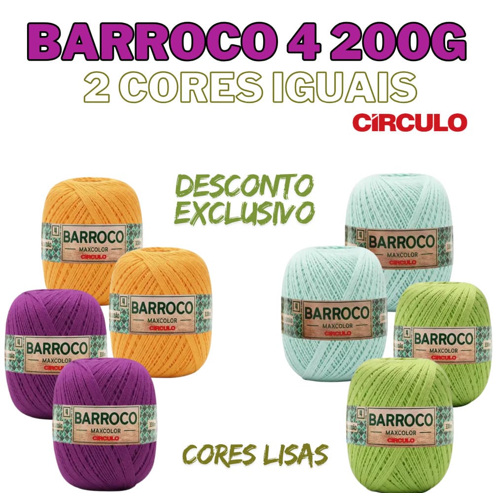 Kit de Barbante Barroco Nº 04 200g Circulo - kits com 2 cores iguais