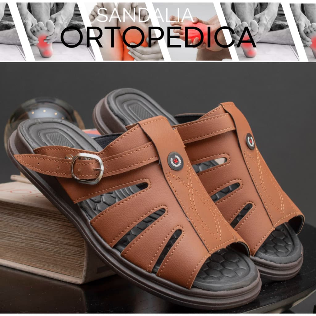 Sandalia de Couro Masculina Sola de ANTI STRESS Ante Derrapante de alta Qualidade ,