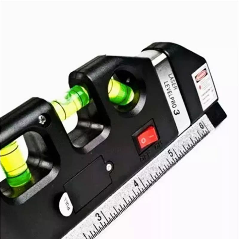 Nível Laser Profissional Trena Level Pro3 2,5m 3 Bolhas Nivelador Régua AG13 45° Horizontal Vertical