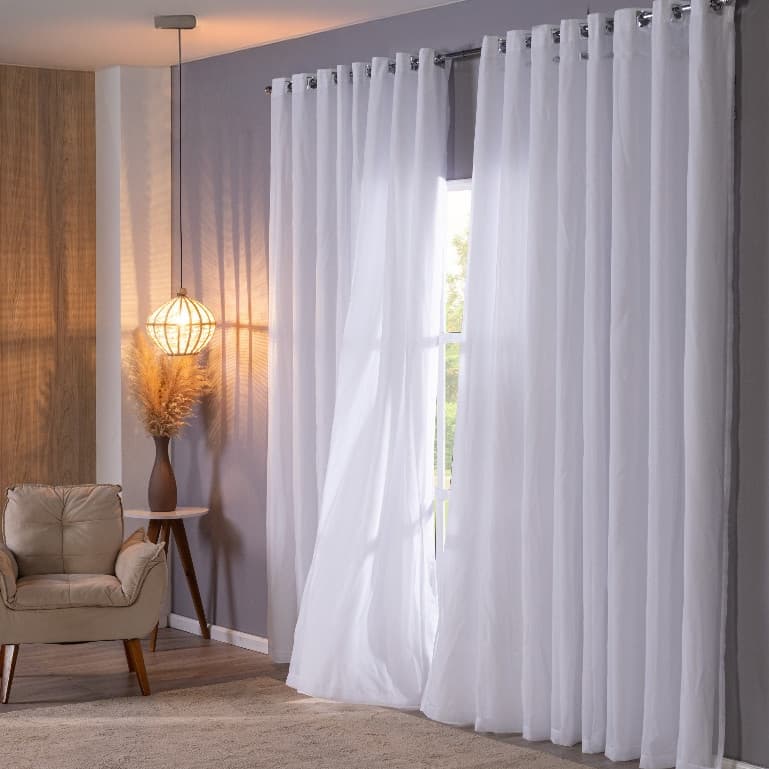 Cortina Voil com forro Microfibra  4,00m X 2,70m  Decoracao Casa Ambiente Aconchegante