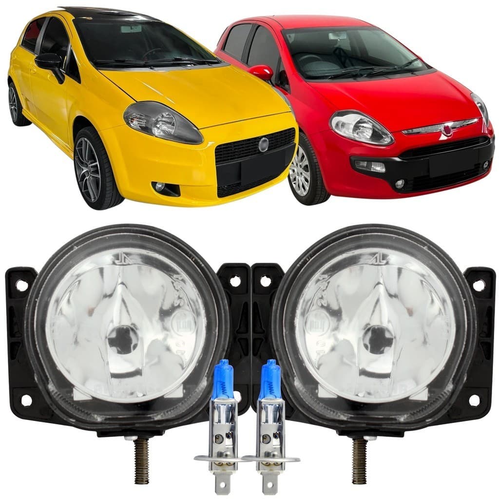 Par Farol Milha Auxiliar e Lâmpadas Fiat Punto 2007 2008 09 À 2017 lente Vidro
