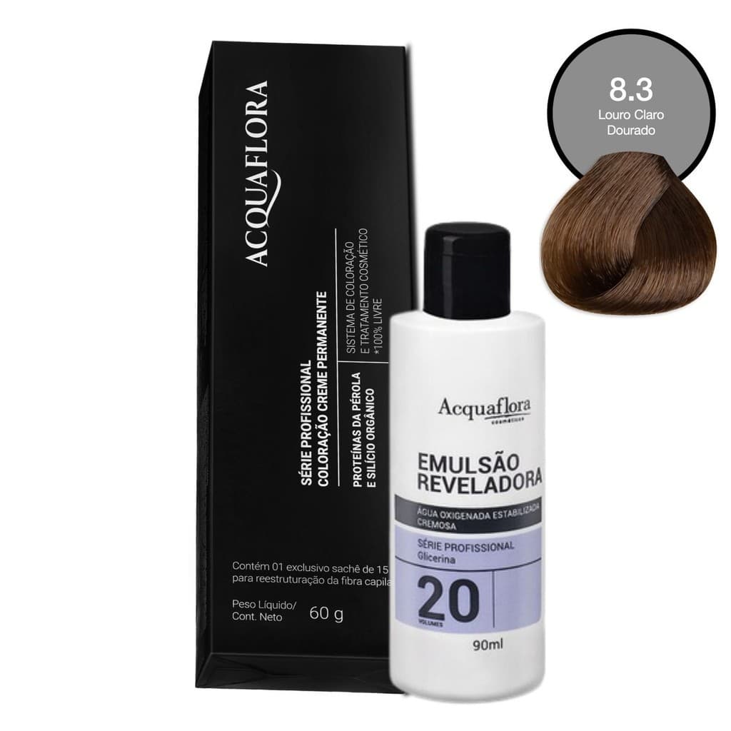 Coloração Acquaflora 8.3 60g + Água Oxigenada 20 Volumes 90ml