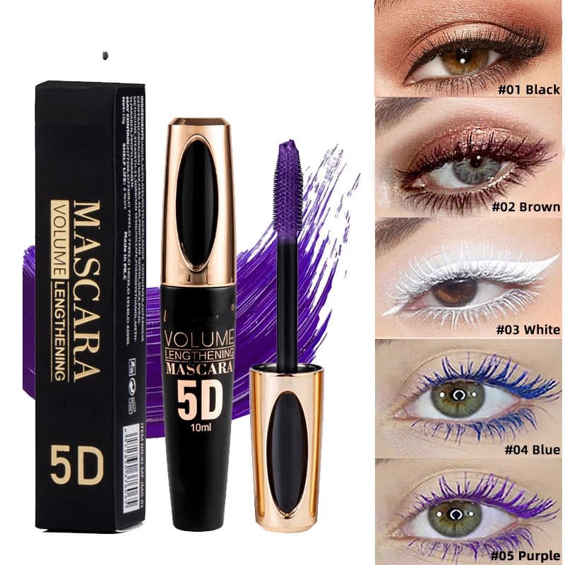Máscara 5D À Prova D'água Maquiagem D'água Não Mancha Cor Púrpura Azul Branco Cosméticos