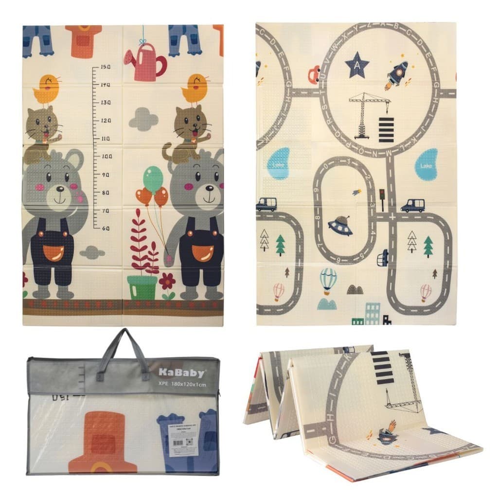 Tapete Infantil De Atividades Dobrável Macio Bebê Tatame 2 em 1 Emborrachado Dupla Face 180x120x10