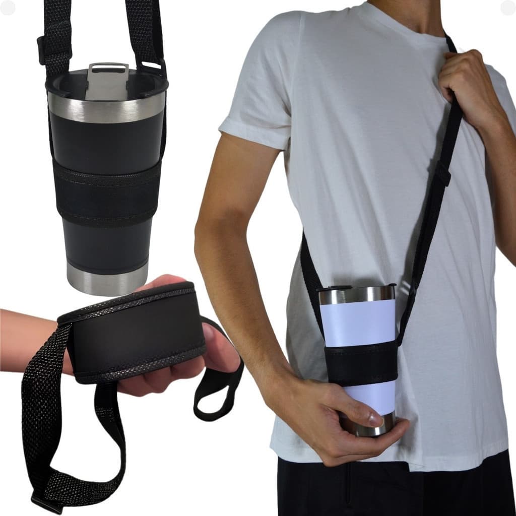 Kit Copo Termico com Alça Suporte Correia Ajustavel Pra Festas