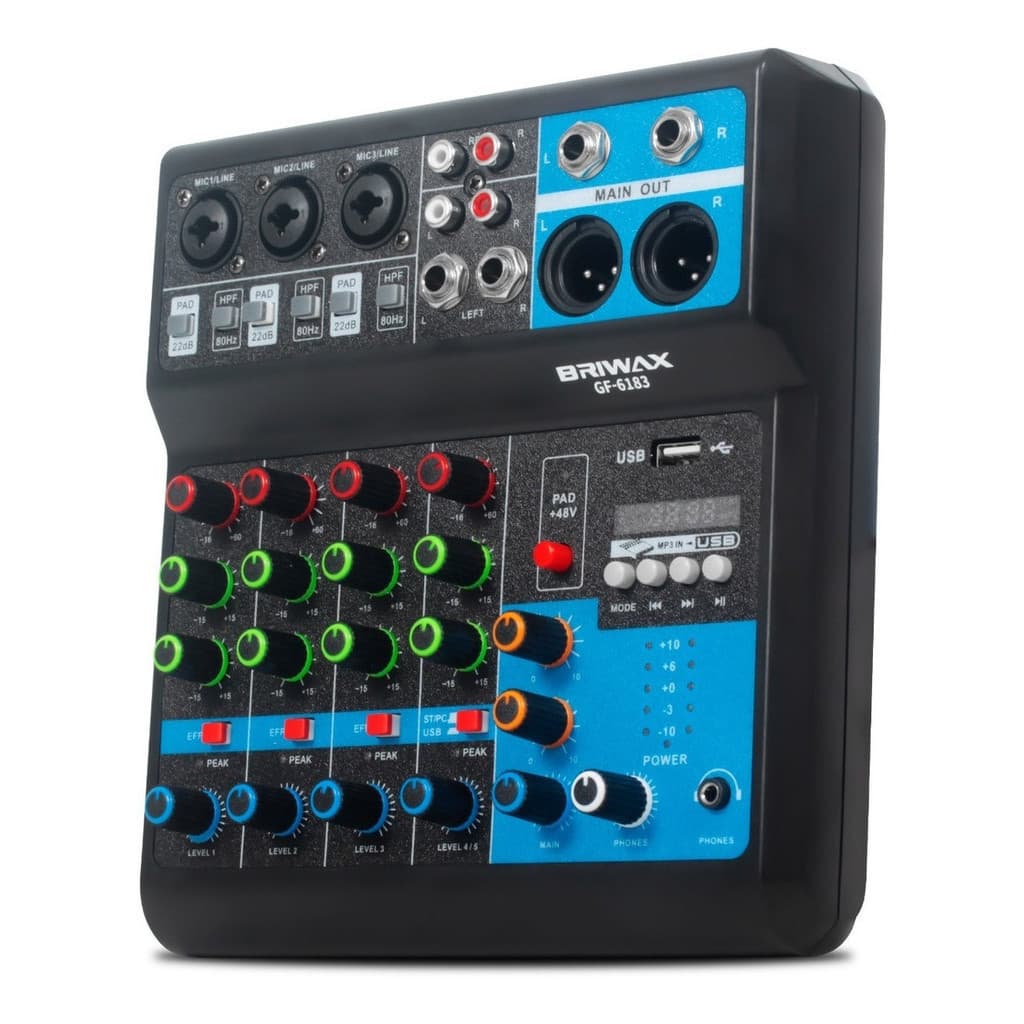 Console Mesa Som Profissional 5 Canais Gravação Computador USB 5v 1A