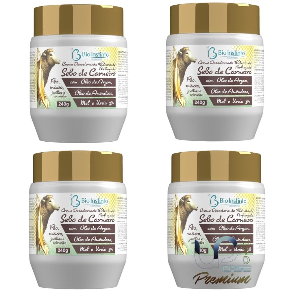 kit 4un Creme Sebo de Carneiro C/ Óleo de Argan 240g