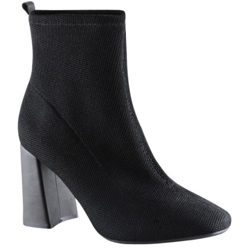 Bota Meia Feminina Preto Cano Baixo Stretch Salto Alto Grosso Via Uno
