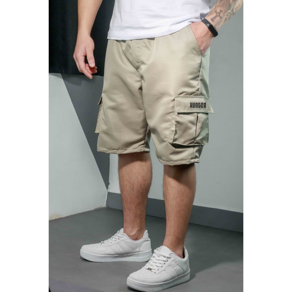 Bermuda Cargo Corta Vento Masculina 5 Bolsos Caqui