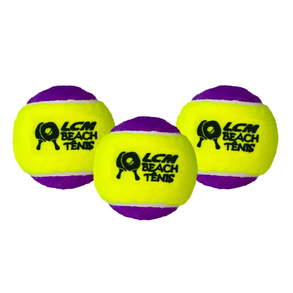 KIT com 3 Bolas Beach Tennis Bolinha Tênis Praia LCM Roxa