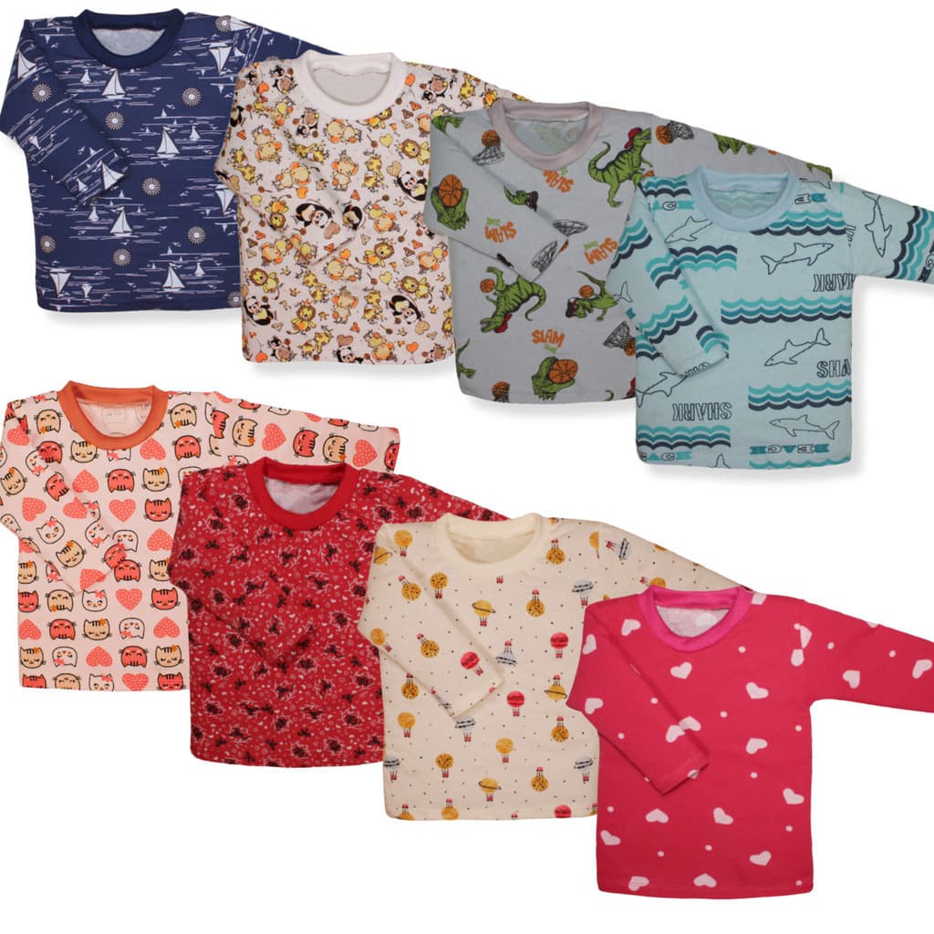 Kit 4 Pçs Camiseta Bebe Malha M/ Longa 0 A 3 Menina E Menino