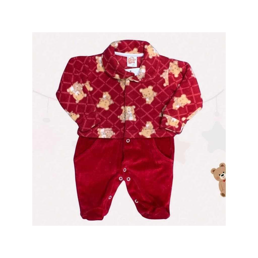Macacão bebê-Bordado-Roupa de frio bebê-Macacão bebê menino-Roupa de bebê menino-Macacão plush bebê