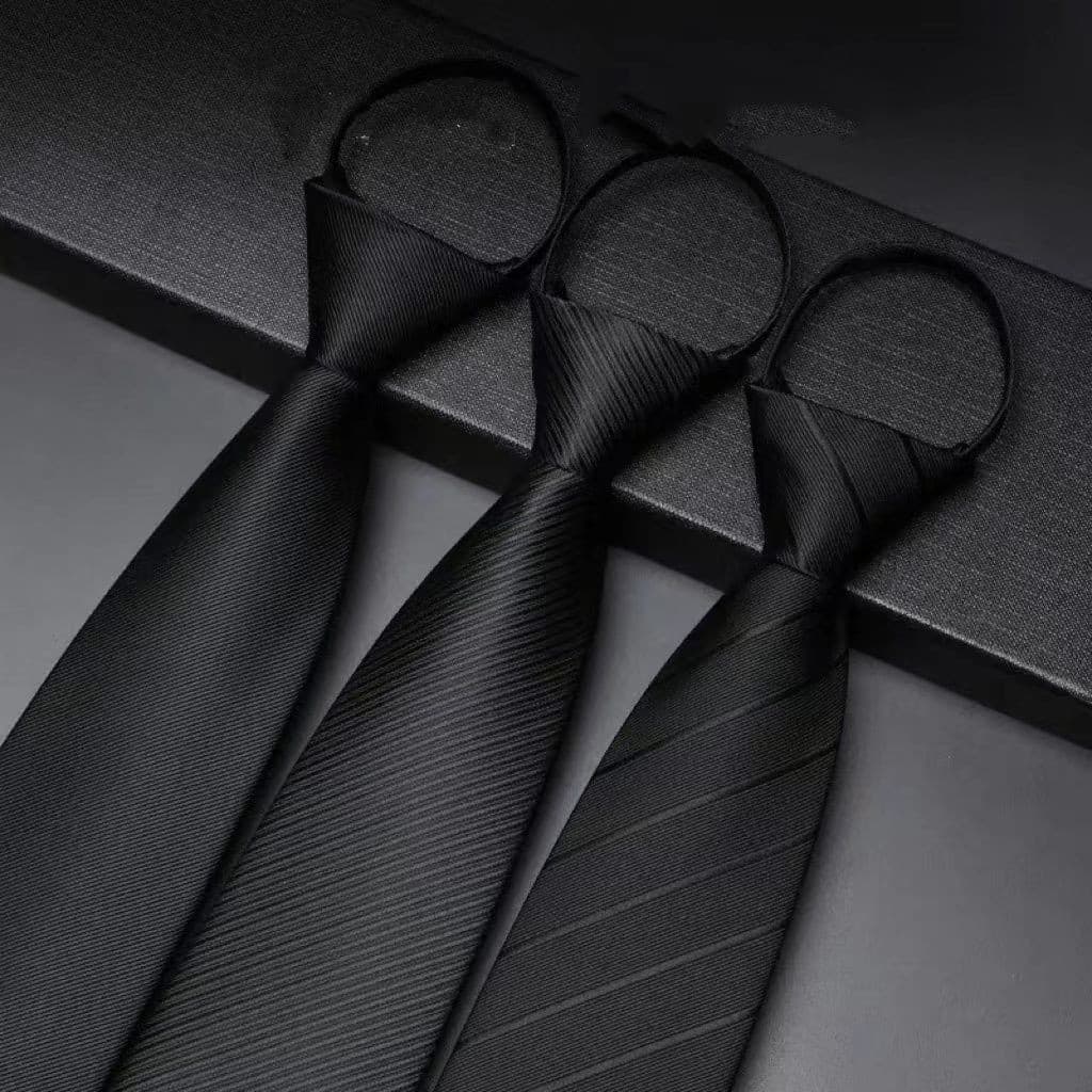 Fato Formal de Gravata Preto Estilo Zíper para Homens Preguiçosos Fato Formal de Gravata para Homens Preguiçosos Fato Formal de Gravata para Homens Amarrar à Mão Acessórios da Tendência Sem Nó de Verão