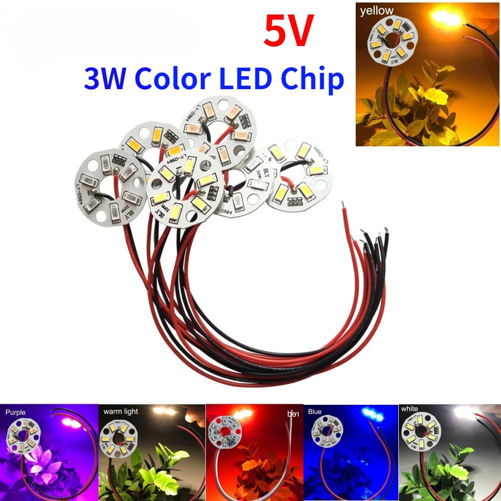 5/10pcs 3W Cor Do Chip LED Luzes De Bead Board Lâmpada De Transformação Redonda Fonte De Luz Dia 32MM Verde Azul Vermelho Púrpura Branco 5V