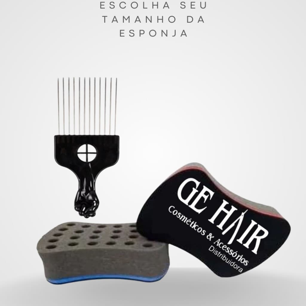 Esponja Nudred Bucha Enrolar Cabelo + Pente Afro de aço
