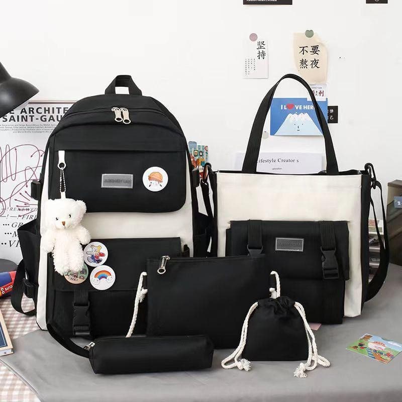 Kit de Bolsas Mochila Feminina Escolar Universitária De Viagem Moda Casual Unissex 9016