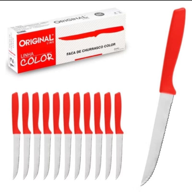 Facas Churrasco de Mesa Vermelho Inox Original Line