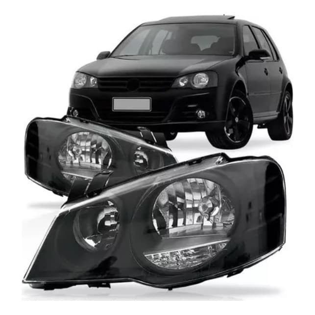 Par Farol Volkswagen Golf 2007 A 2014 Duplo Máscara Negra