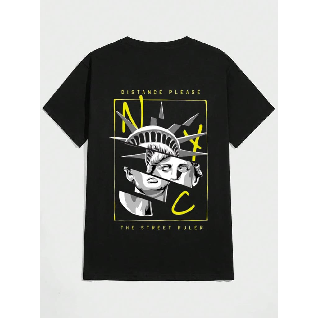 Camiseta Básica 100% Algodão Estátua Da Liberdade Streetwear Skatista Lançamento