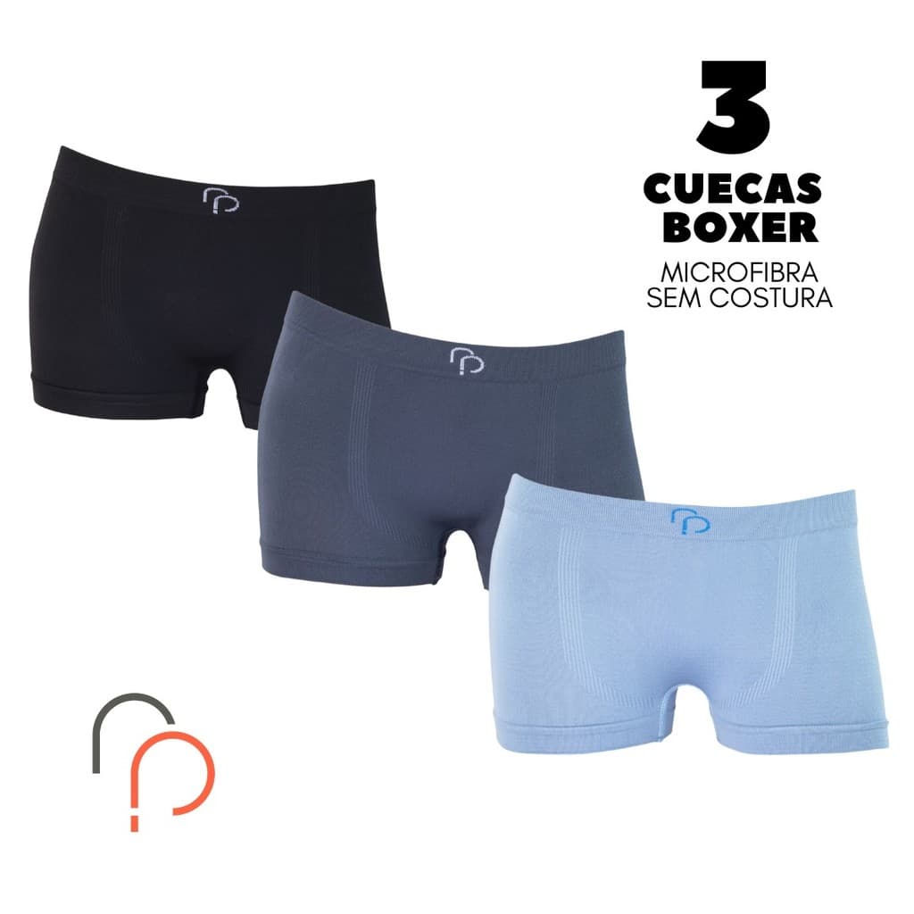 Kit 3 Cuecas Boxer INFANTIL Sem Costura em Microfibra RP