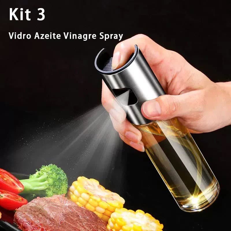 Kit 3 Spray Pulverizador Borrifador Azeite Vinagre em Vidro