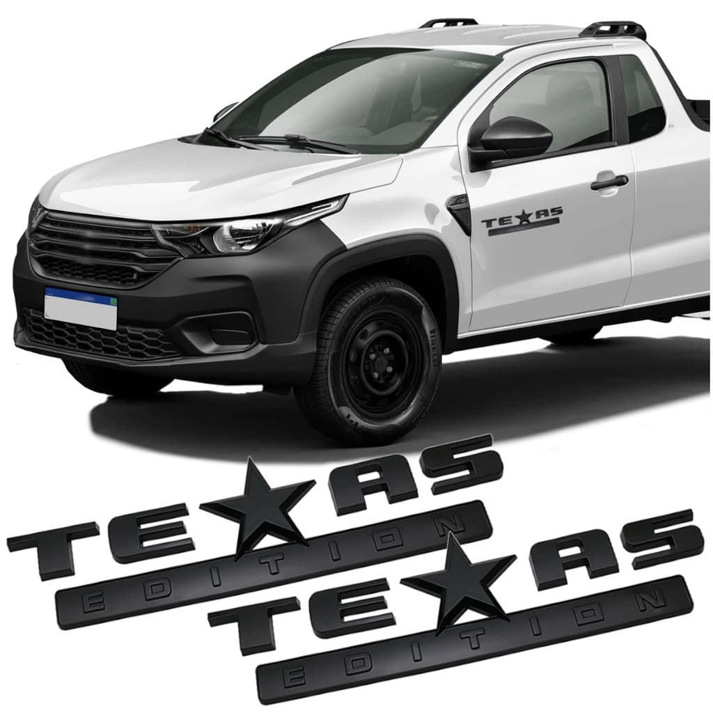 Kit 2 Emblema Adesivo Texas Edition Americano Enfeite Caminhonete Porta