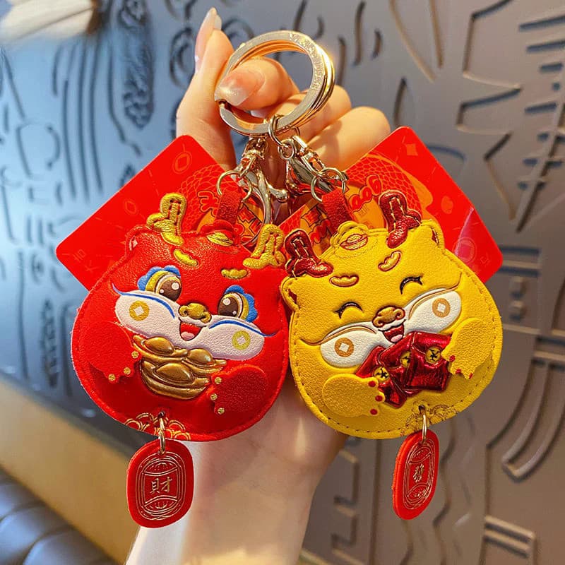 Chaveiro de Dragão Mascote de Ano Novo, Pingente de Animal da Sorte, Ornamento Suspenso de Dragão Chinês, Presentes