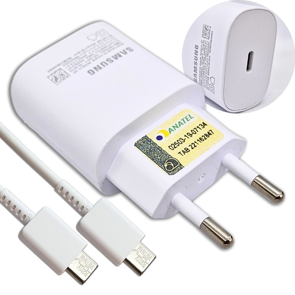 Carregador Super Rápido 25W Original Samsung USB-C Duplo