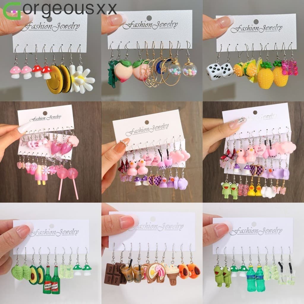 Lovely Lollipop Flower Duck Hook Earring Set Para Mulheres Brincos De Frutas Femininas Animais Jóias
