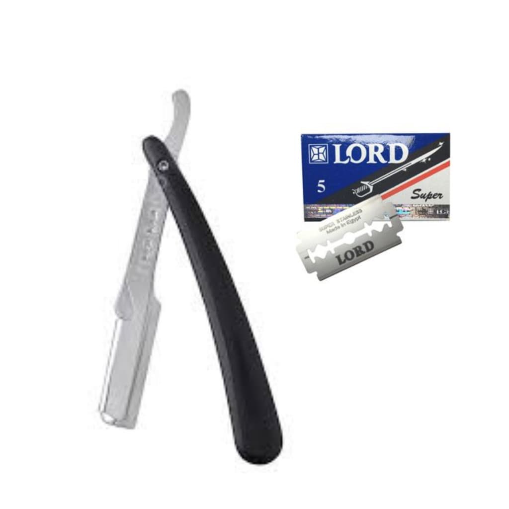 Kit Navalha Navalhete Profissional Barbeiro + 5 lâminas Aço Inox Acabamento Barba