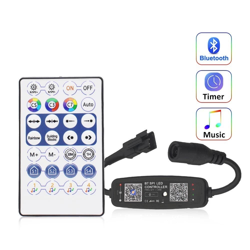 WS2811 WS2812B RGB Controlador LED Bluetooth Música USB 5V 12V DC 24V Fita Endereçável Pixel Controle Remoto IC