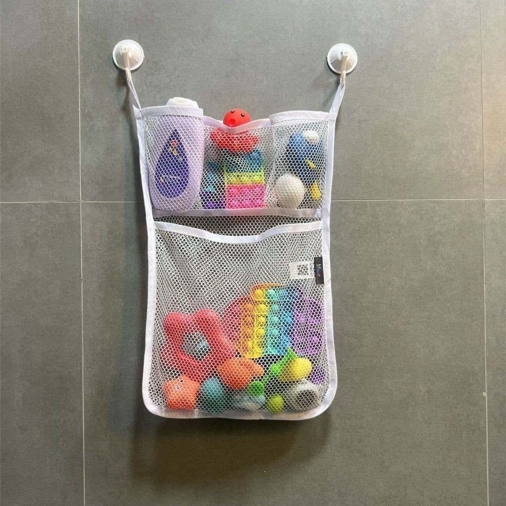 Cesto Organizador Renda Com Gancho Ventosa Para Brinquedos Shampo Banheiro Multiuso