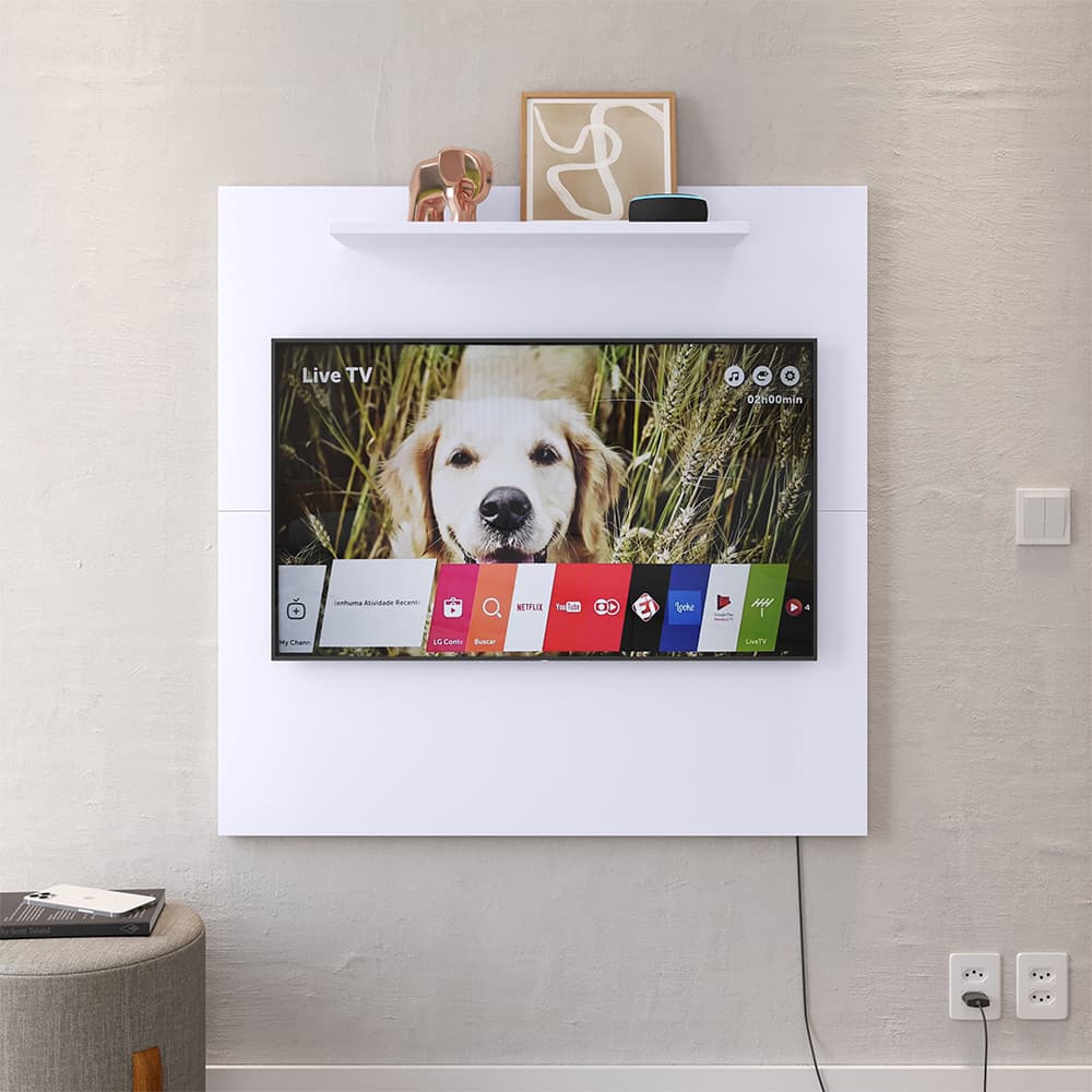 Painel para TV Smart 32 Polegadas com Prateleira Nicho Decorativo Star