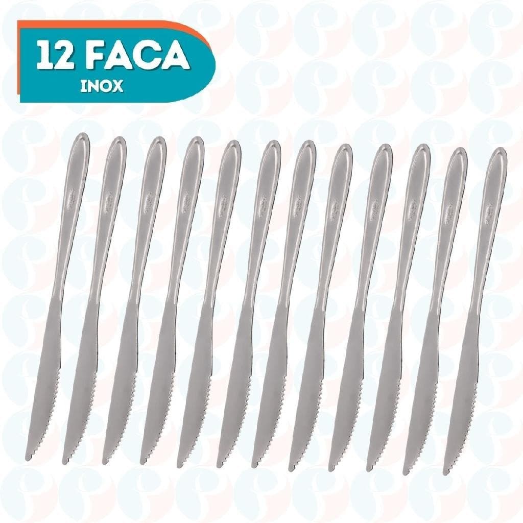 Kit 12 Facas De Serra Aço Inox P/ Refeição Mesa