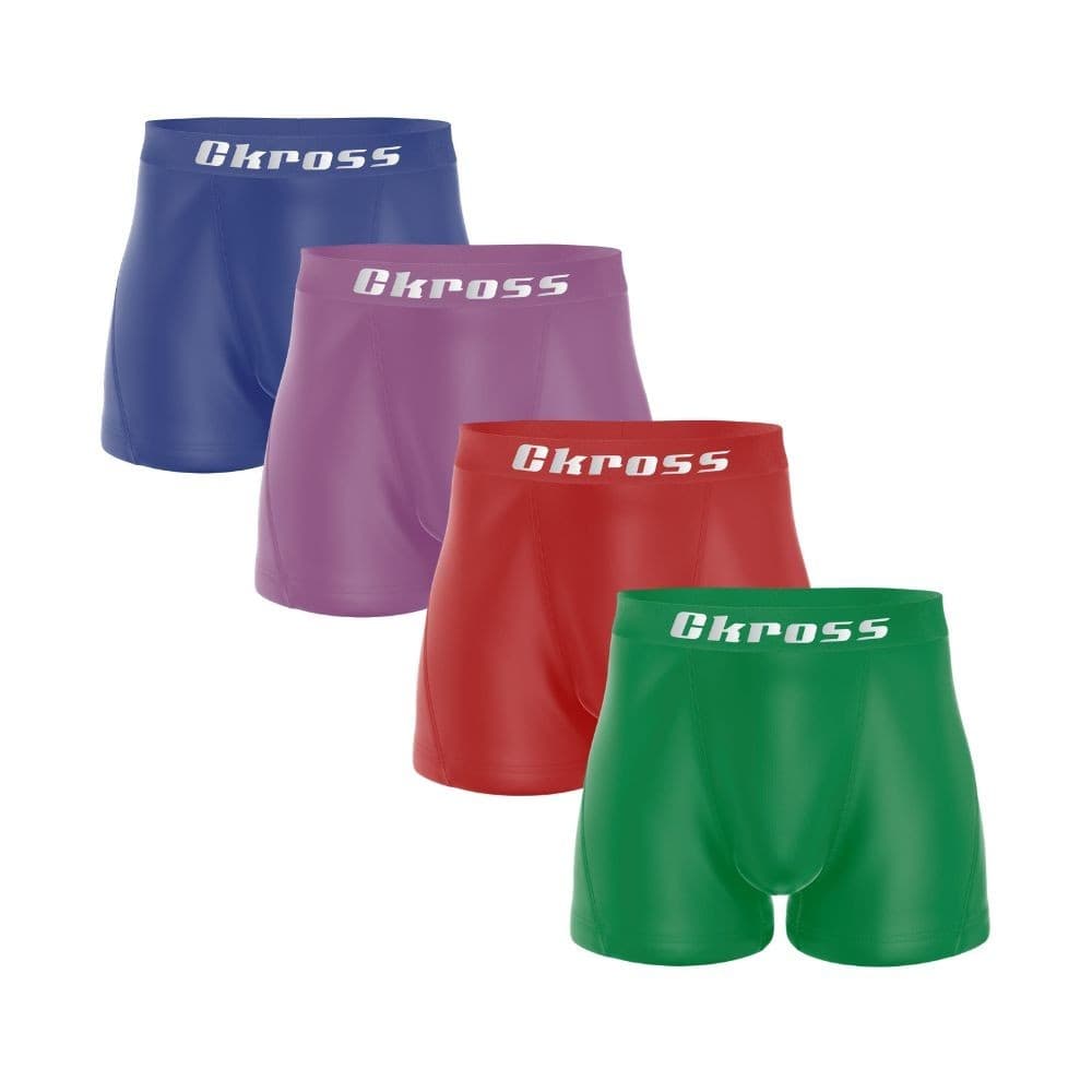 Kit 4 Cueca Box Boxer Lisa Confortável Colorida Microfibra Adulto