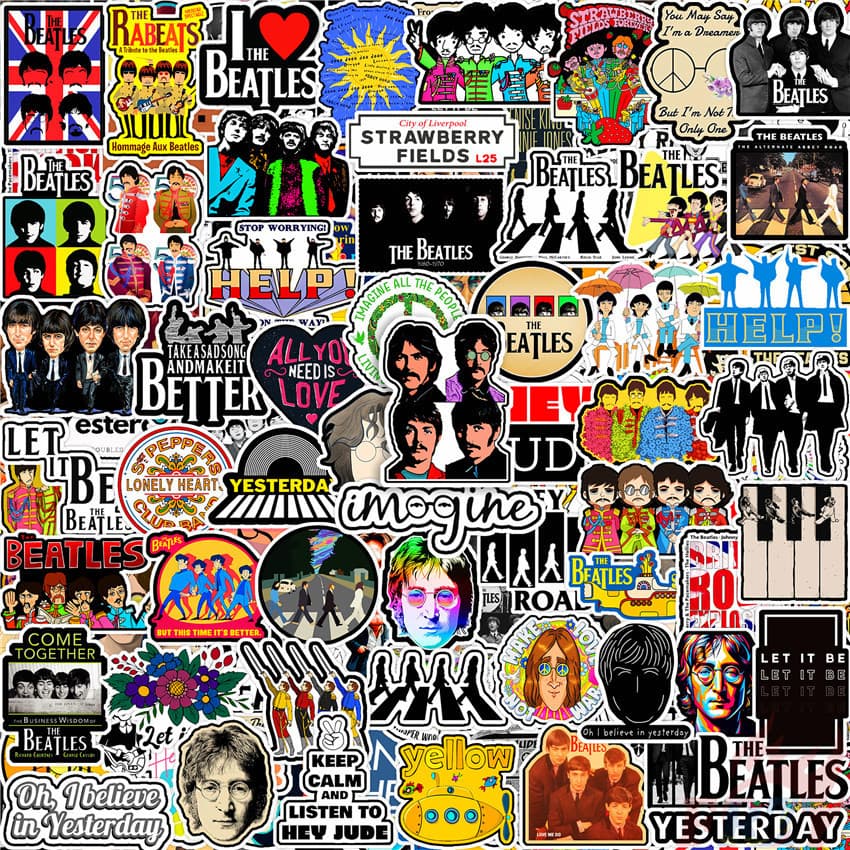 100Pcs/Set ★ Rock Band . Os Mini Adesivos Manuais Do Diário Beatles Livros De Moda De Bricolage Decor Decorações De Álbum (Tamanho : 2 ~ 3cm)