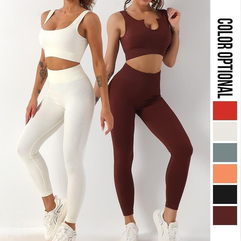 Conjunto de fitness de ginásio feminino Shockproof Bra Vest Yoga Fitness Calças